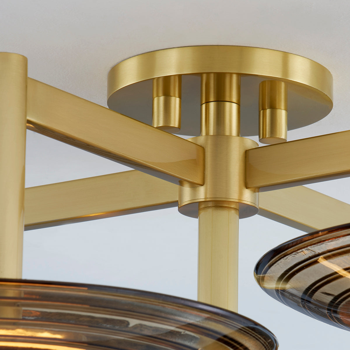 Hudson Valley Griston 28" Semi-Flush Mount Aged Brass detail view 1