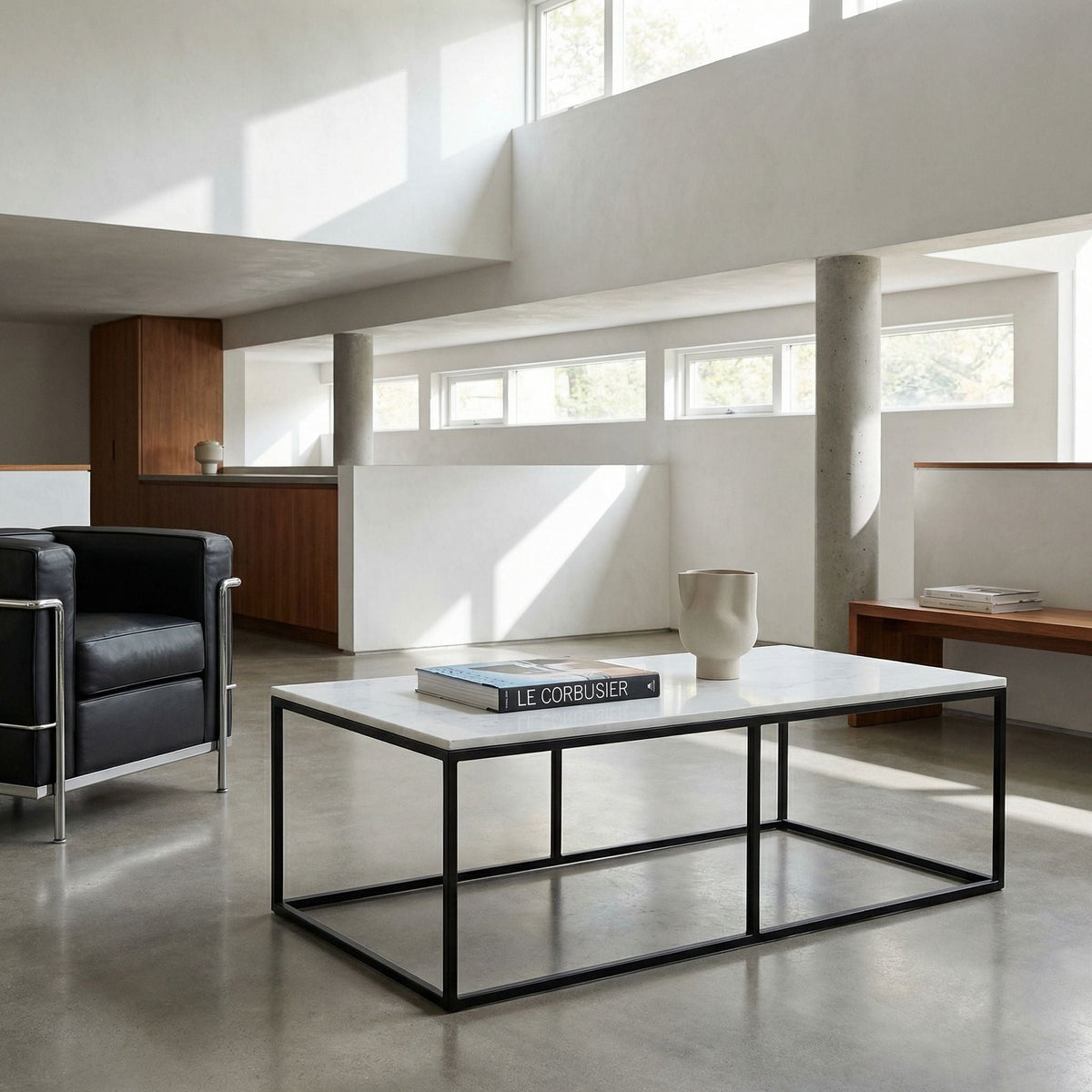 Noir Lois Coffee Table Matte Black styled in an interior setting