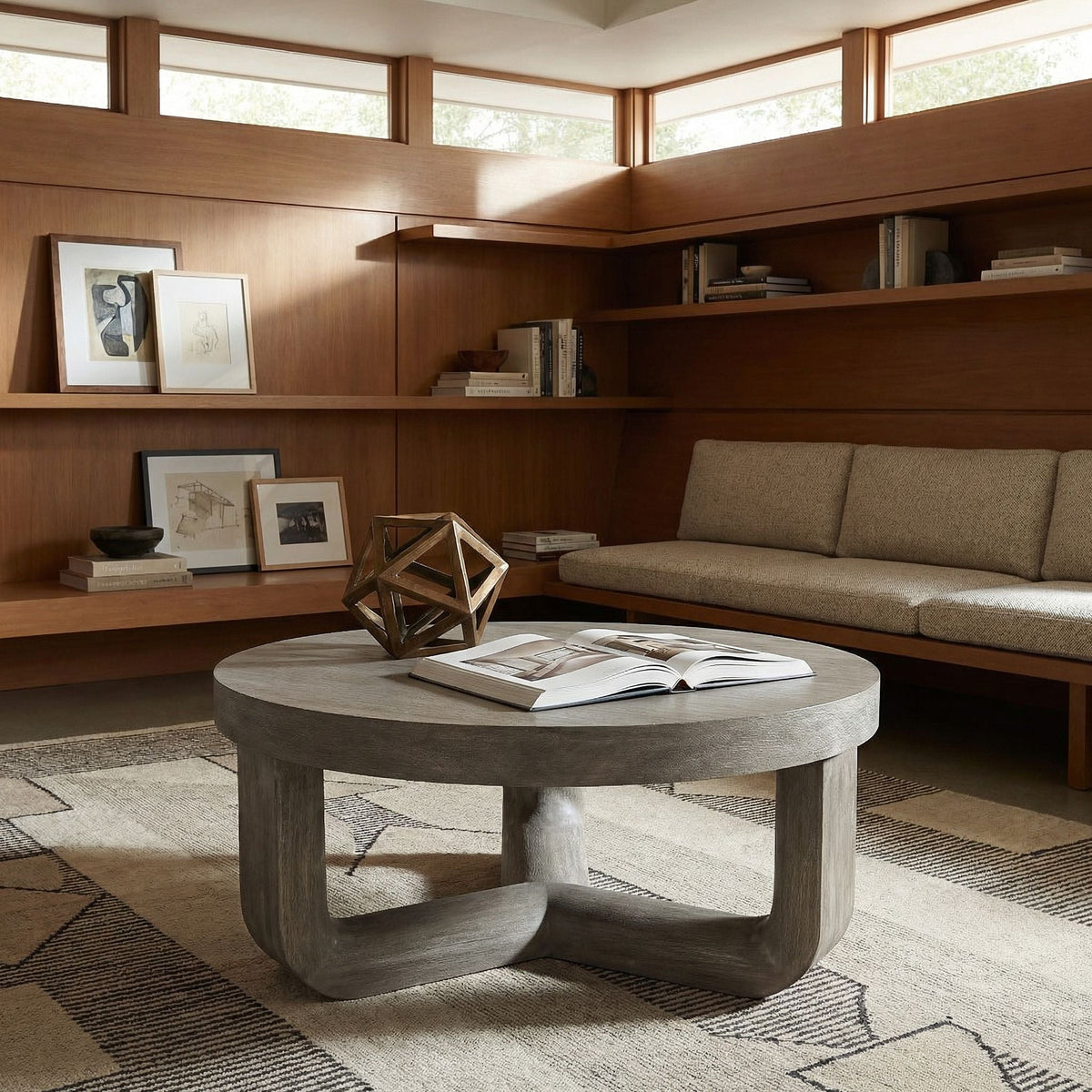 Noir Joel Coffee Table Distressed Grey styled in an interior setting