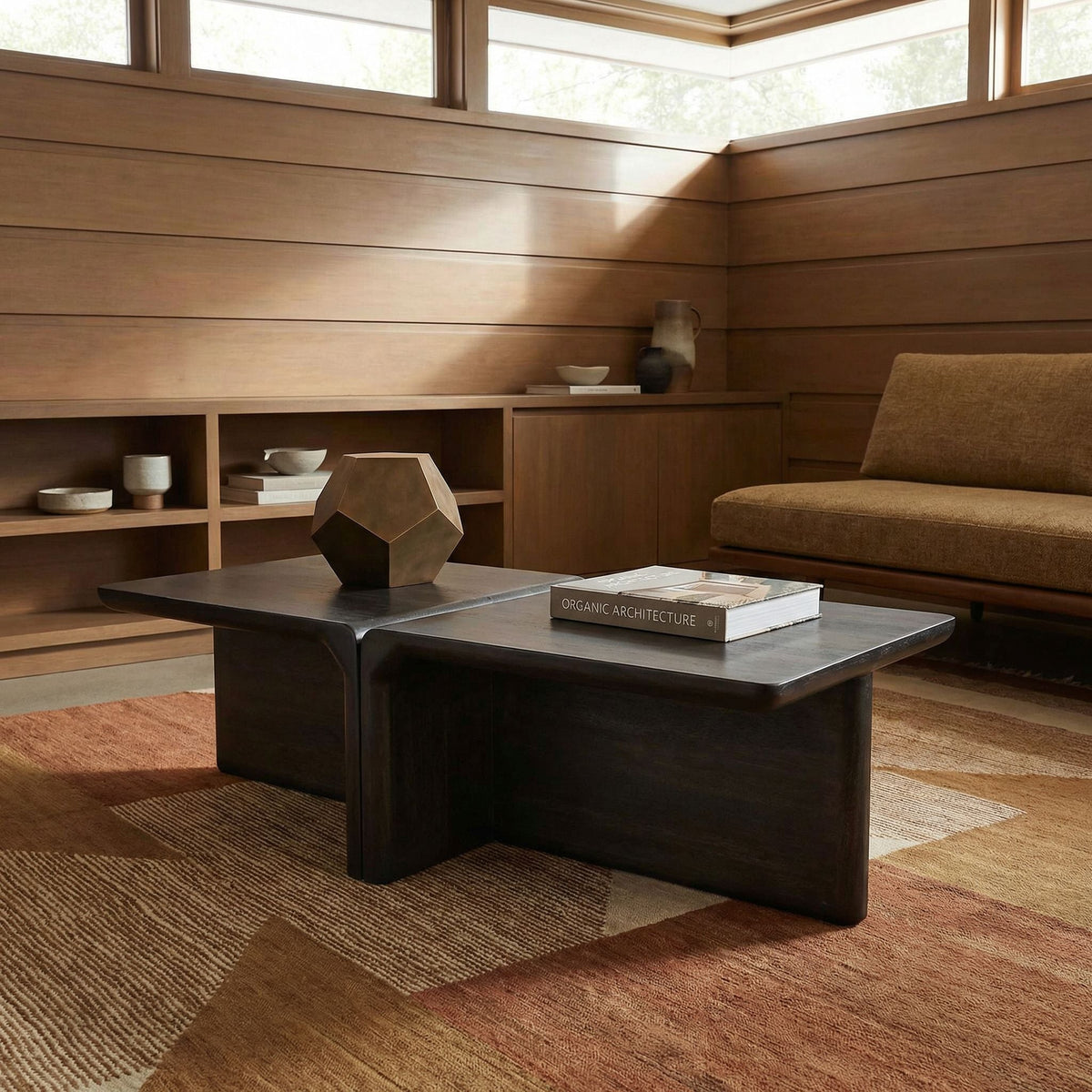 Noir Hagen Coffee Table Ebony Walnut styled in an interior setting