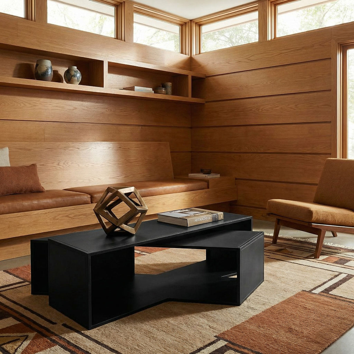 Noir Keweco Coffee Table Matte Black styled in an interior setting