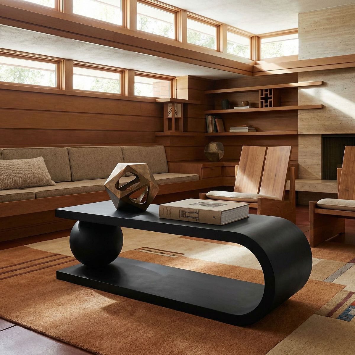 Noir Estelle Coffee Table Matte Black styled in an interior setting
