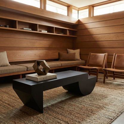 Noir Leeroy Coffee Table Bench Matte Black styled in an interior setting