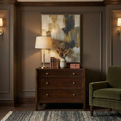 Noir Hampton Side Table Hand Rubbed Brown styled in an interior setting