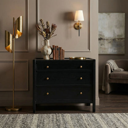 Noir Hampton Side Table Hand-Rubbed Black shown in a styled room setting