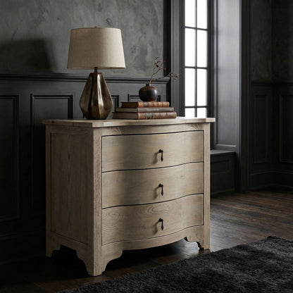 Noir Curved Chest Vintage Gray styled in an interior setting