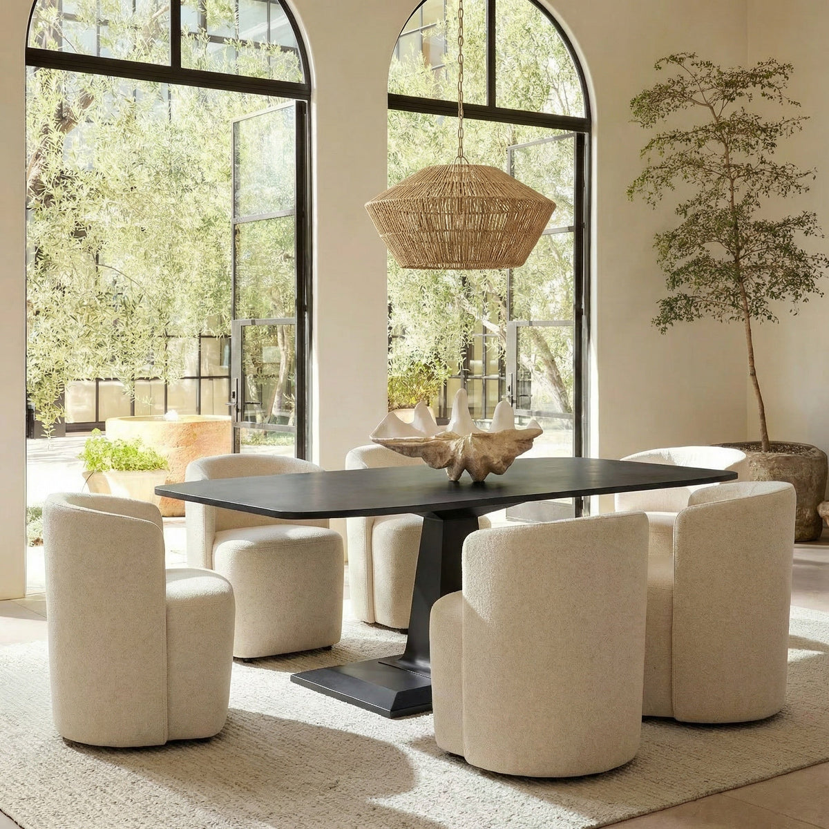 Noir Amboss Dining Table Matte Black shown in a styled room setting