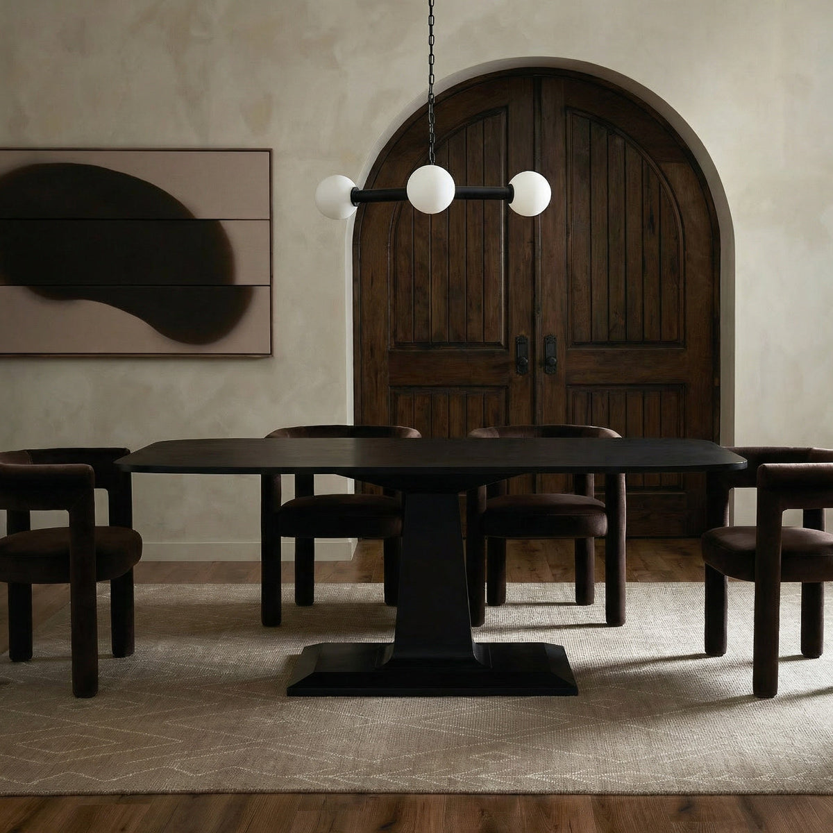 Noir Amboss Dining Table Matte Black in a styled interior vignette