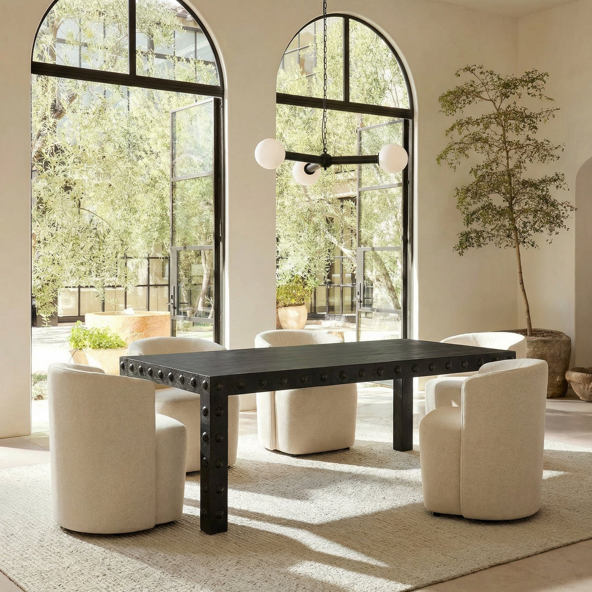 Noir Didier Dining Table Black Walnut shown in a styled room setting