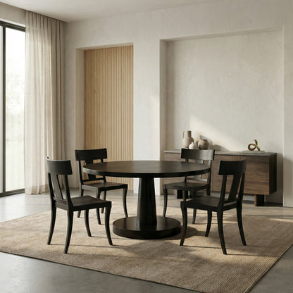Noir Stella Table Hand Rubbed Black styled in an interior setting