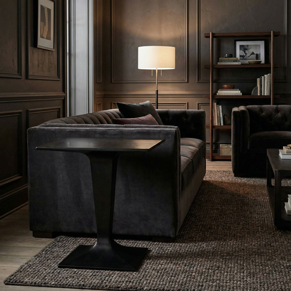 Noir Anoil Side Table Matte Black styled in an interior setting