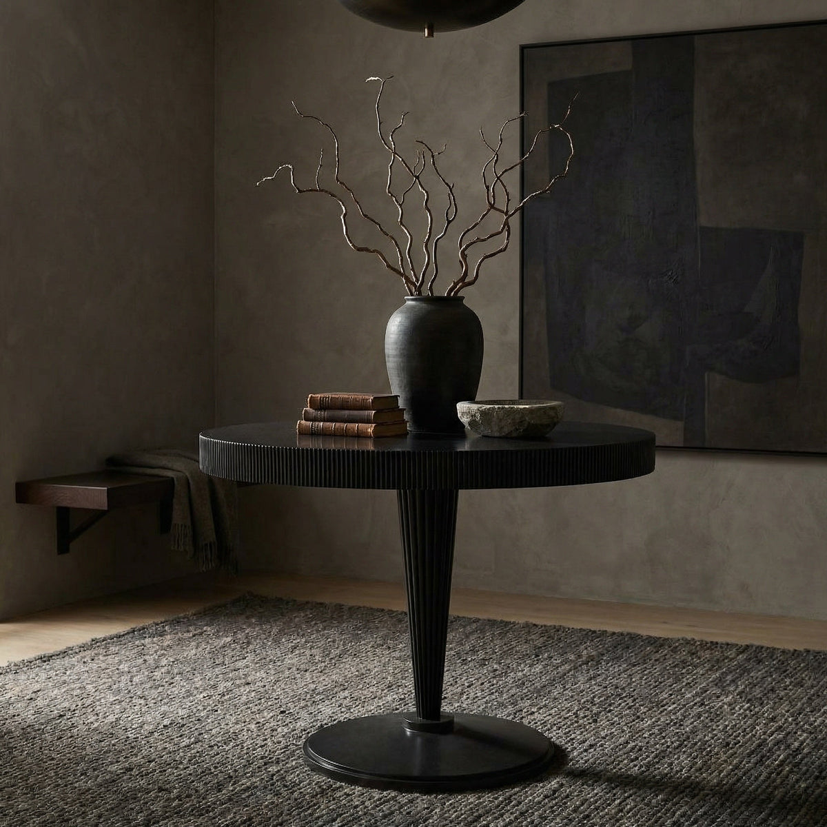 Noir Granada Dining Table Pale styled in an interior setting