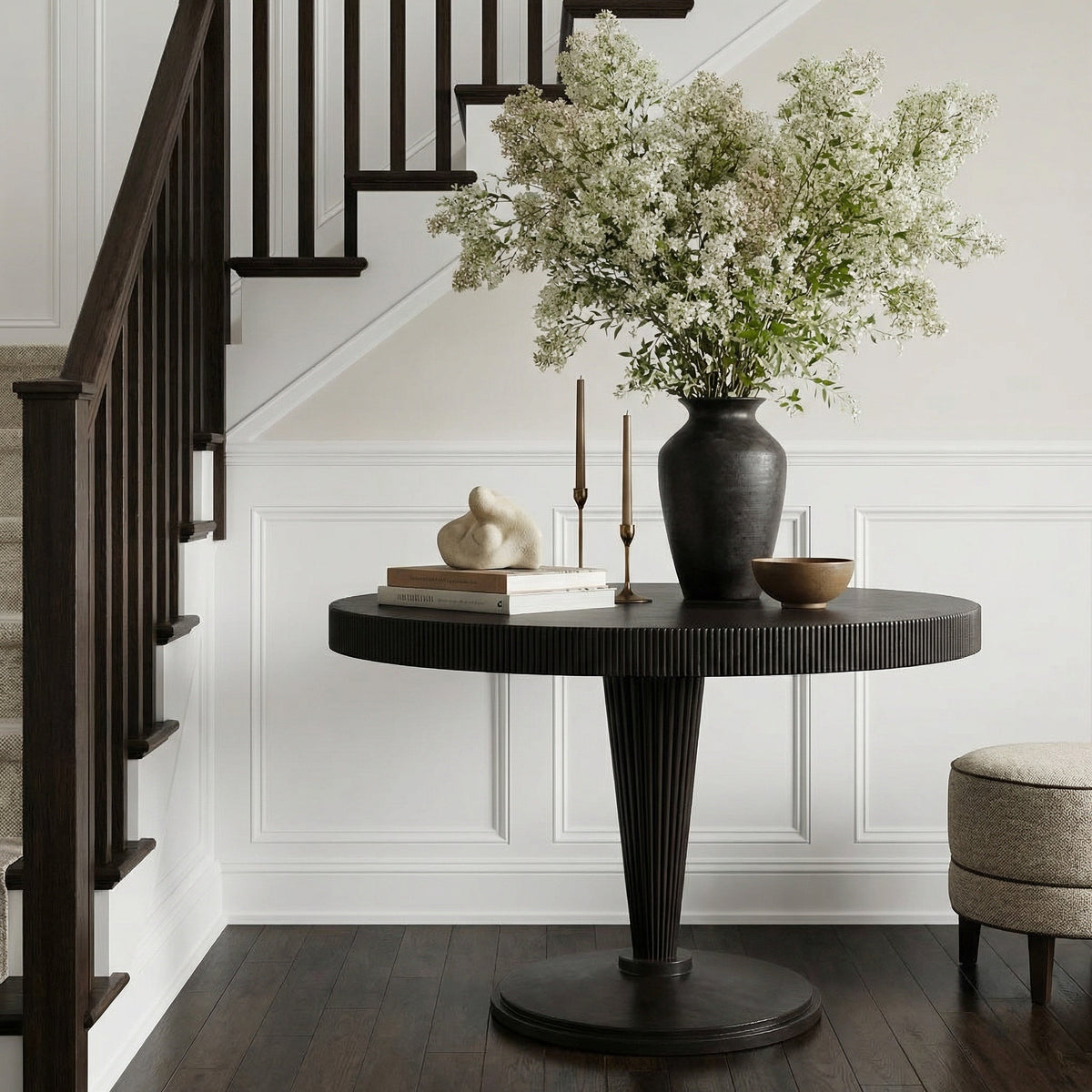 Noir Granada Dining Table Pale shown in a styled room setting