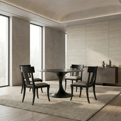 Noir Herno Dining Table Matte Black styled in an interior setting