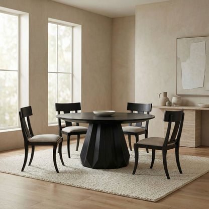 Noir Brosche Dining Table Hand-Rubbed Black styled in an interior setting