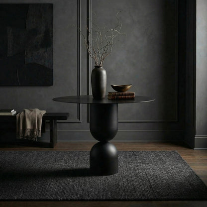 Noir Wanda Dining Table Matte Black styled in an interior setting