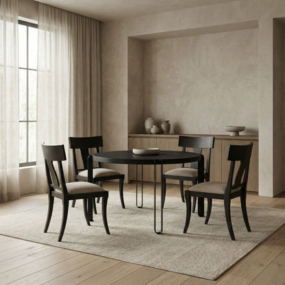 Noir Marcellus Dining Table Black styled in an interior setting