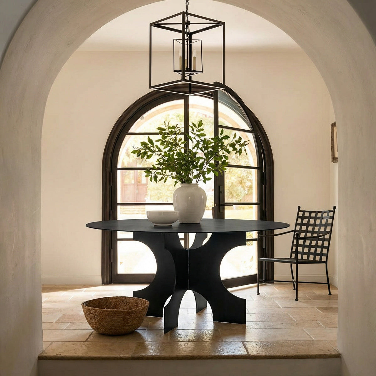 Noir Element Dining Table Matte Black styled in an interior setting