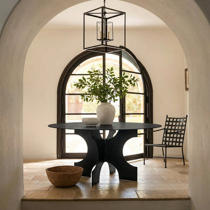 Noir Element Dining Table Matte Black styled in an interior setting