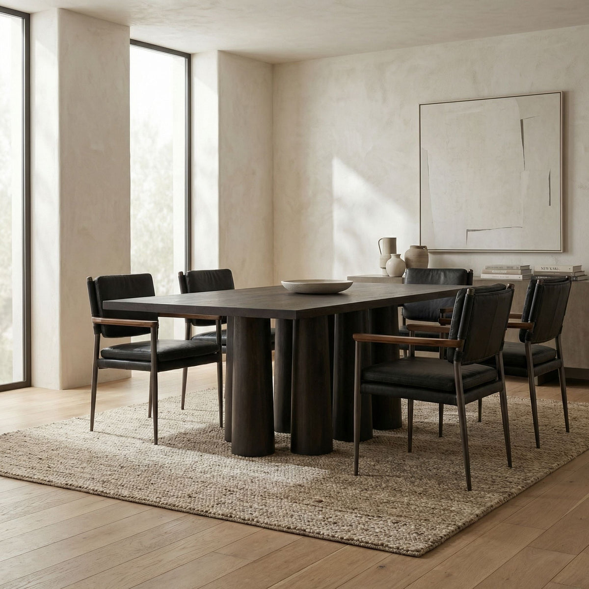 Noir Severity Dining Table Ebony styled in an interior setting