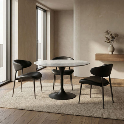 Noir Jamna Table 36 inch Matte Black styled in an interior setting