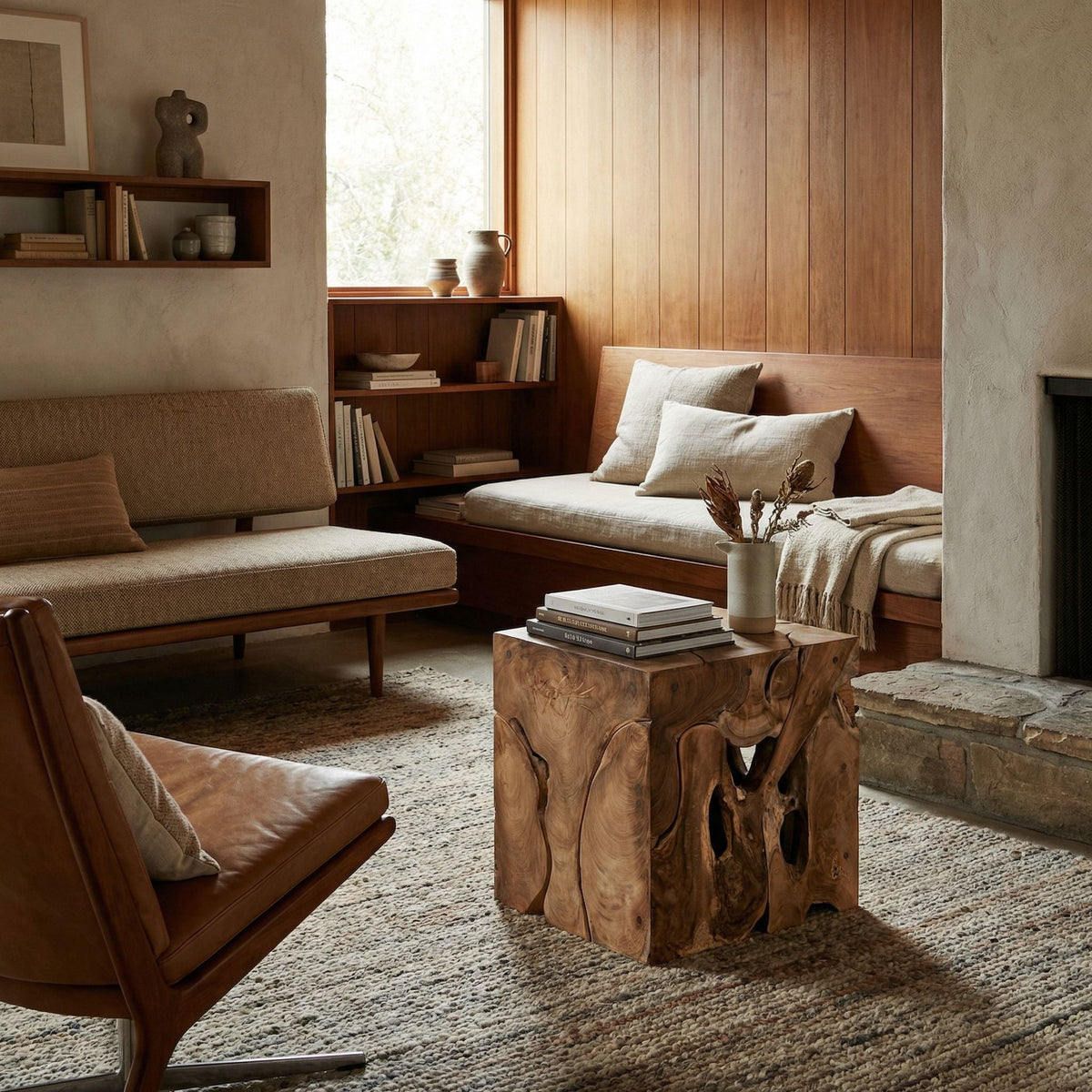Noir Vert Side Table Natural styled in an interior setting
