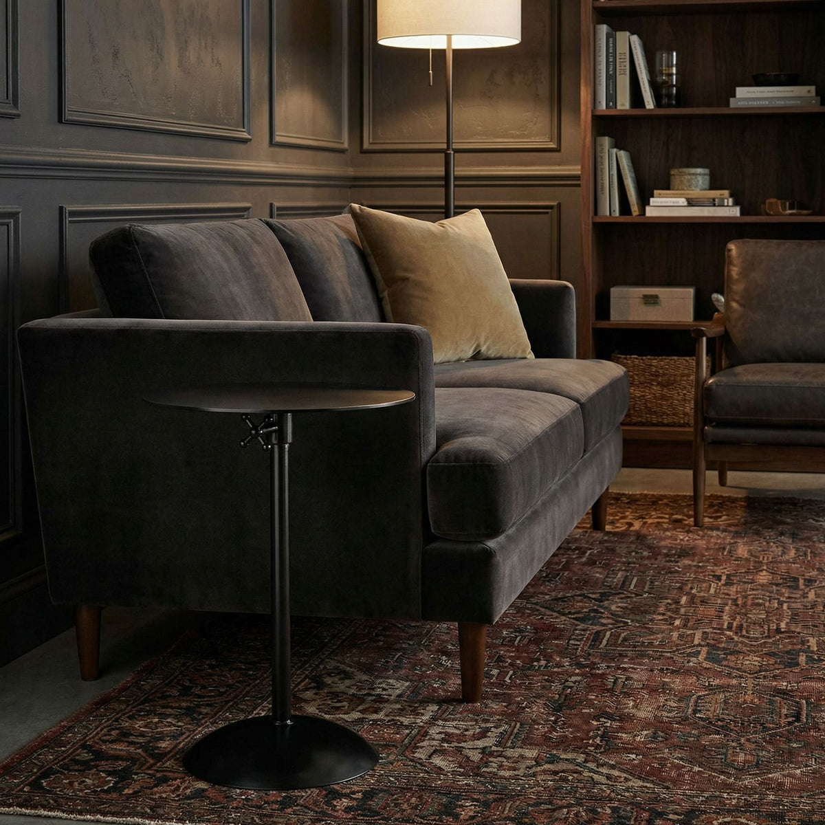 Noir Felix Side Table Matte Black styled in an interior setting