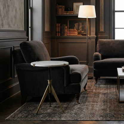 Noir Edith Side Table Antique Brass in a styled interior vignette