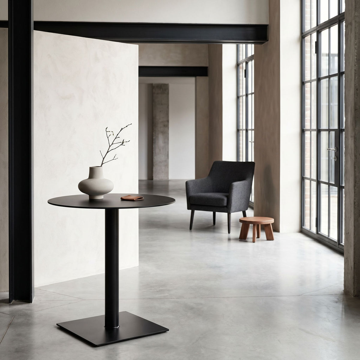 Noir Mies Side Table Black styled in an interior setting