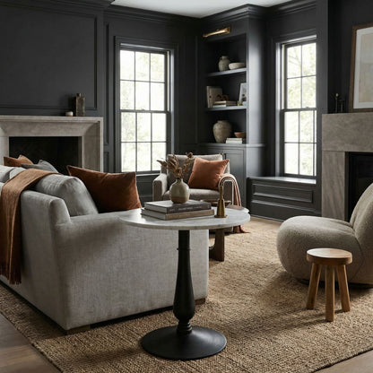 Noir Cobus Side Table Matte Black styled in an interior setting