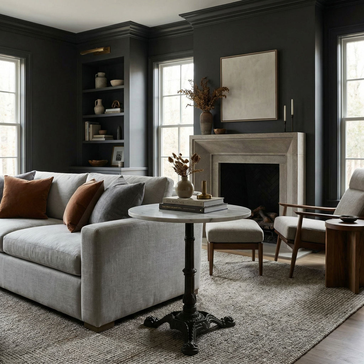 Noir Theresia Side Table Matte Black styled in an interior setting
