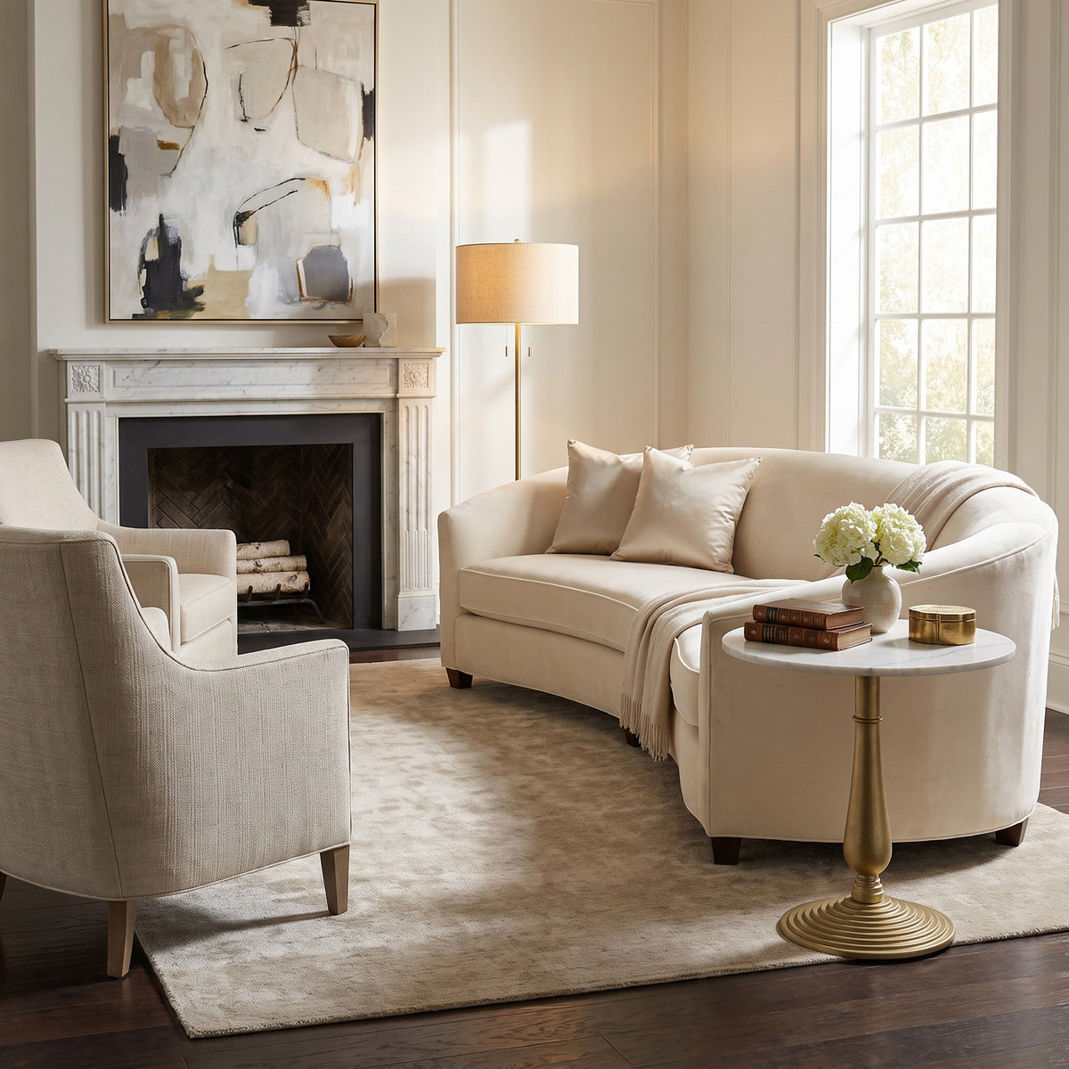 Noir Alida Side Table Antique Brass styled in an interior setting