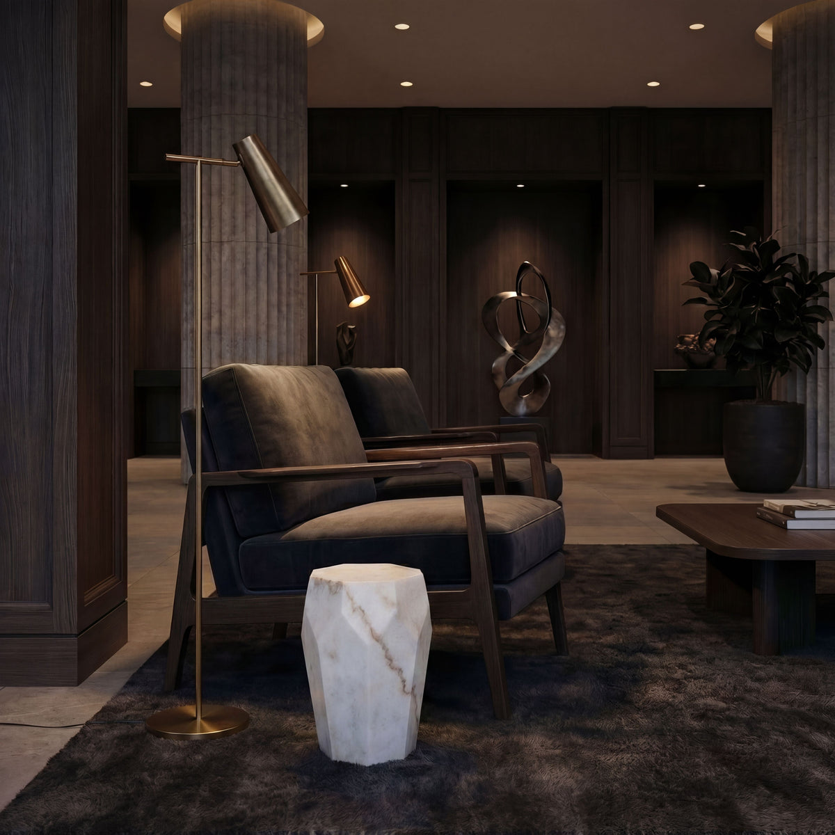 Noir Monolith Side Table White styled in an interior setting