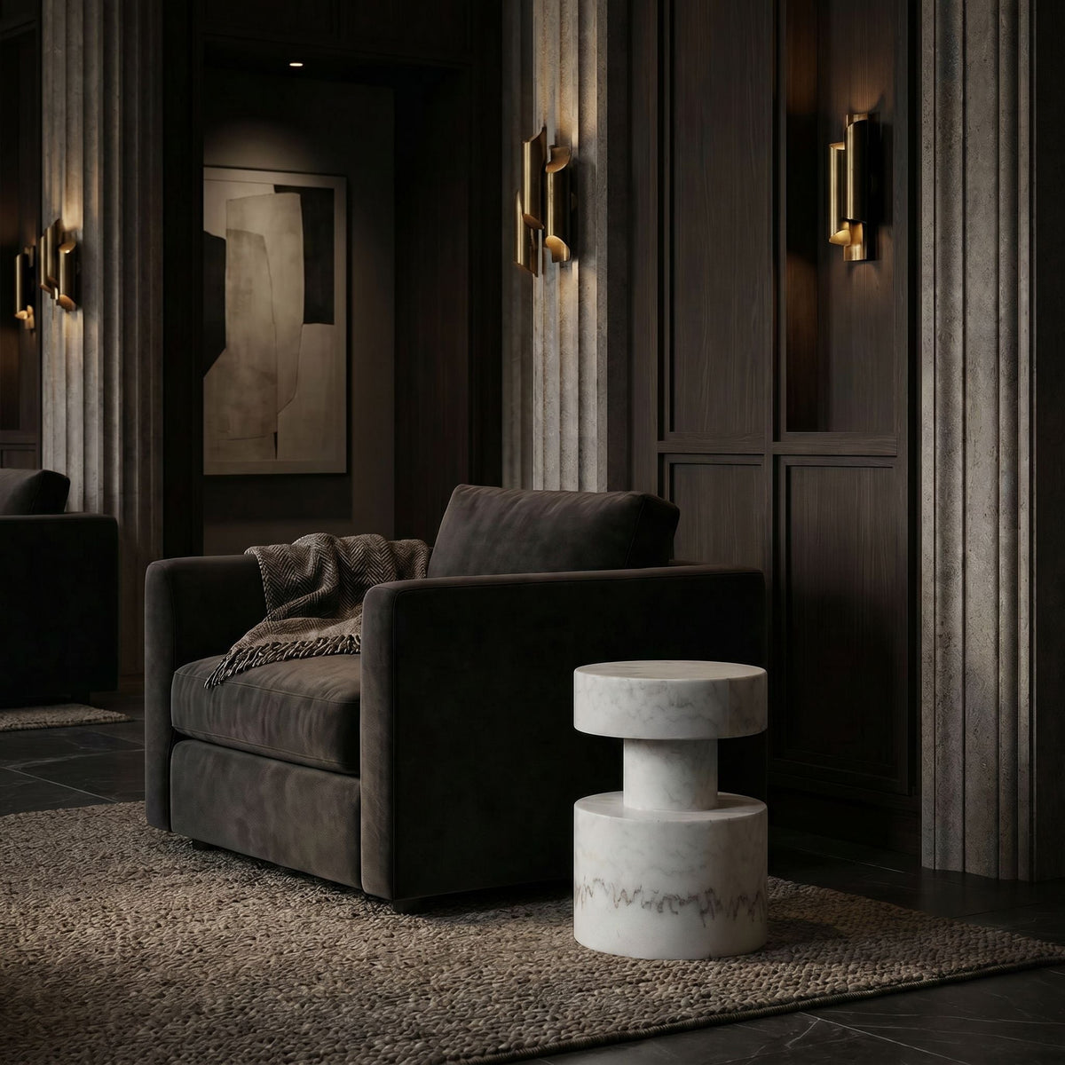 Noir Mamud Side Table White styled in an interior setting