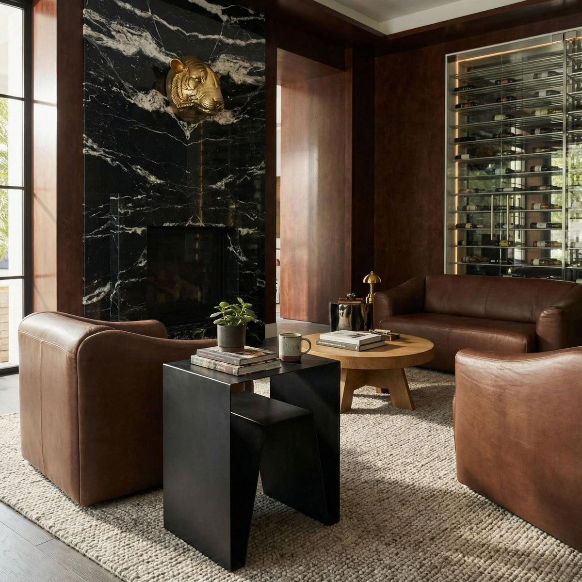 Noir Quintin Side Table Matte Black styled in an interior setting