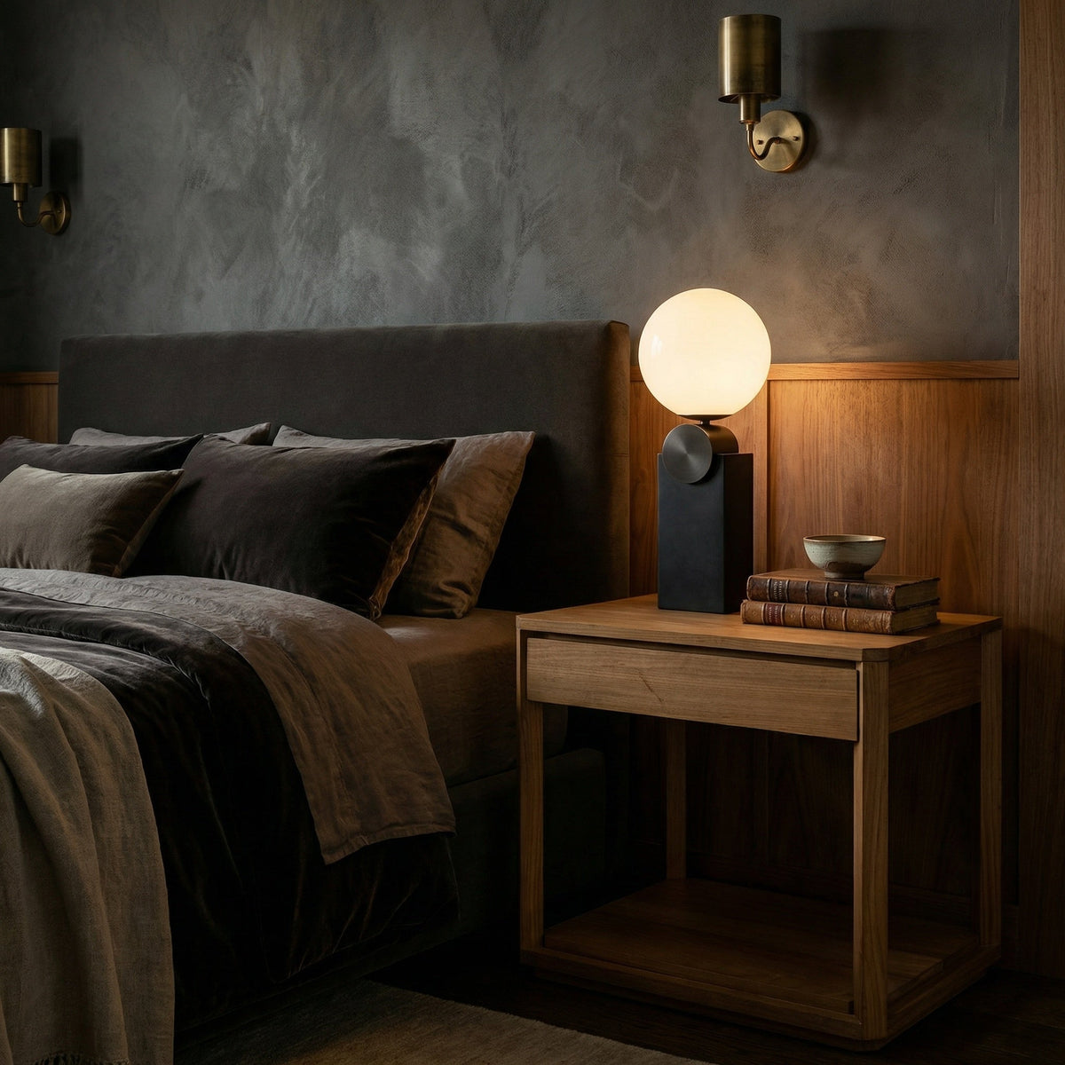 Noir SL11 Side Table Gold Teak styled in an interior setting