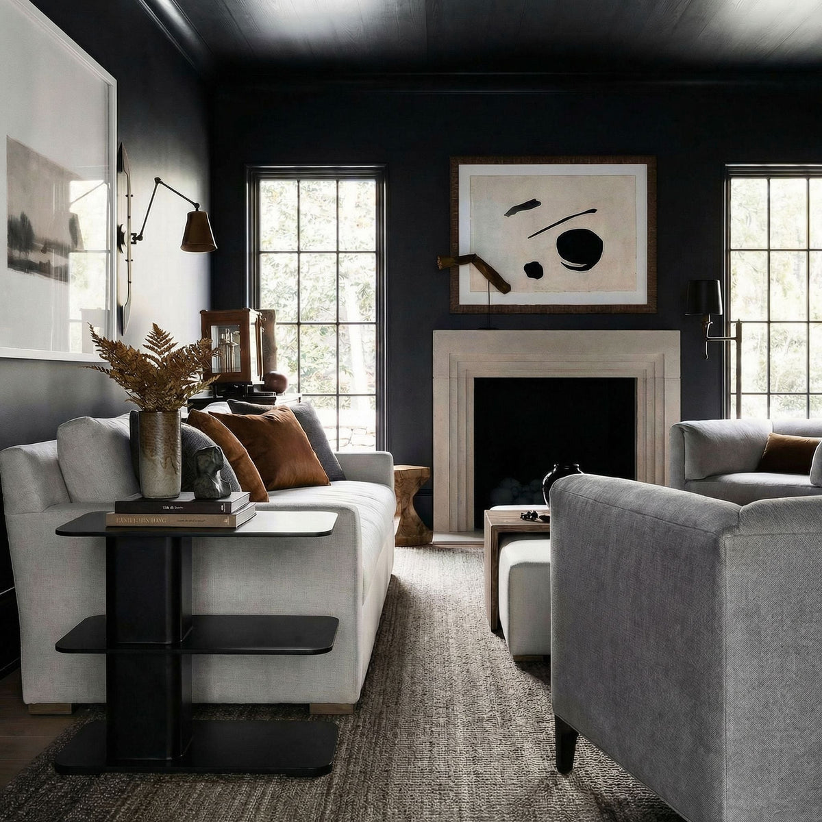 Noir Concoction Side Table Matte Black styled in an interior setting