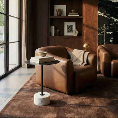 Noir Govinda Side Table Matte Black styled in an interior setting