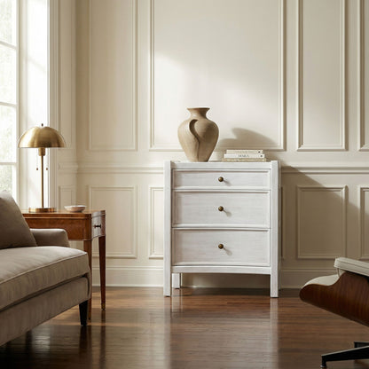 Noir Hampton Night Stand White Wash styled in an interior setting