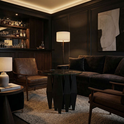 Noir Soldier Side Table Matte Black styled in an interior setting