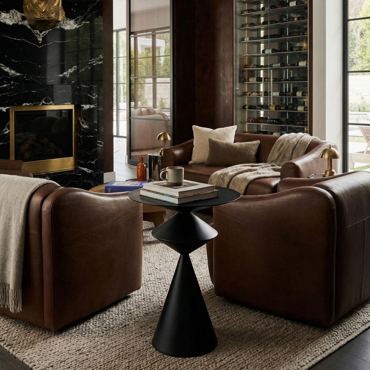 Noir Zasa Side Table Matte Black styled in an interior setting