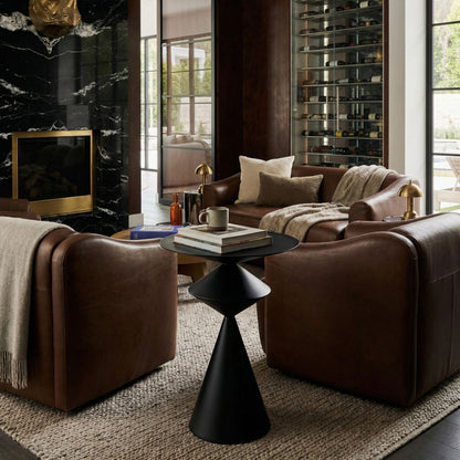 Noir Zasa Side Table Matte Black styled in an interior setting