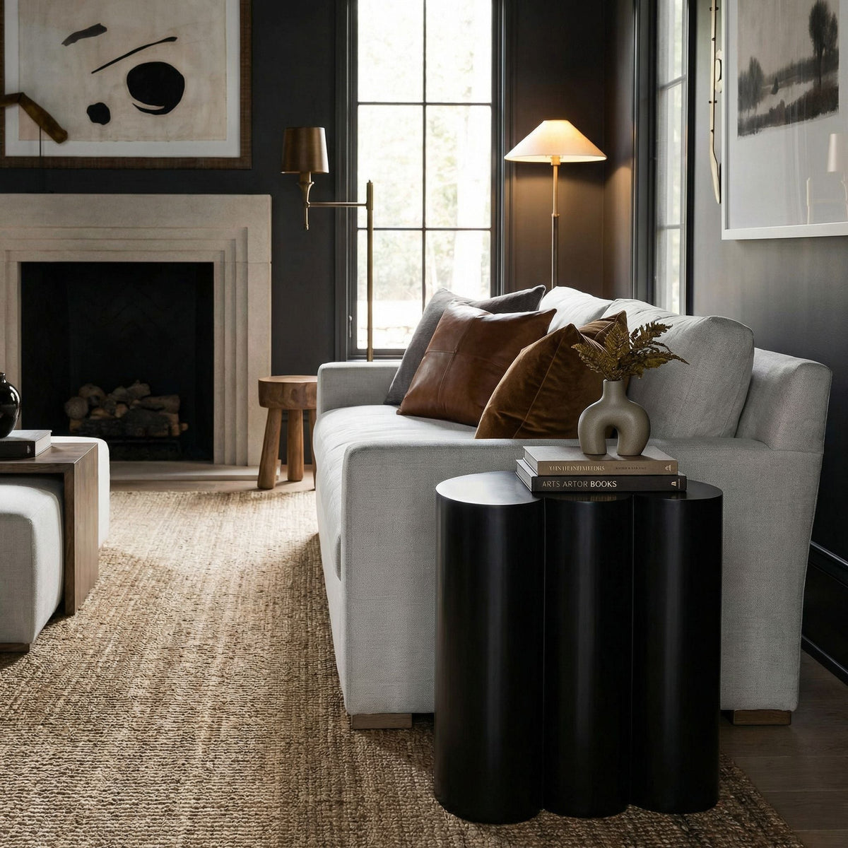 Noir Bast Side Table Matte Black styled in an interior setting