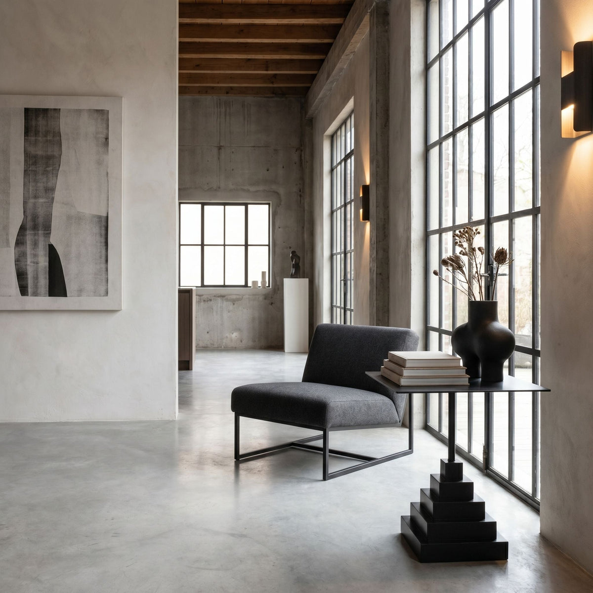Noir Nova Square Side Table Matte Black styled in an interior setting