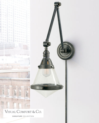 Visual Comfort Signature Gale Library Wall Sconce With Plug Hand-Rubbed Antique Brass