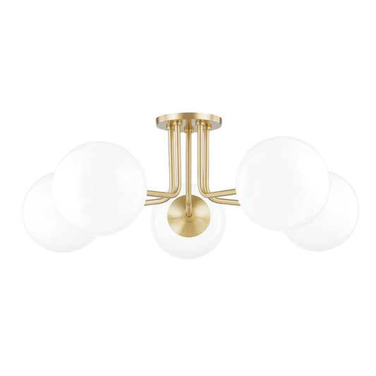 Mitzi Stella 5-Light Semi-Flush Mount Aged Brass