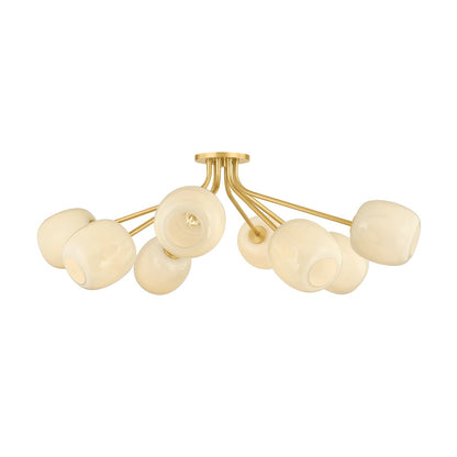 Mitzi Lisette 8-Light Semi-Flush Mount Aged Brass