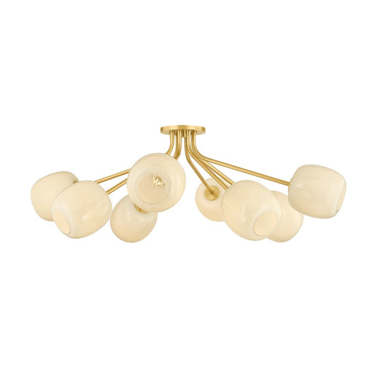 Mitzi Lisette 8-Light Semi-Flush Mount Aged Brass