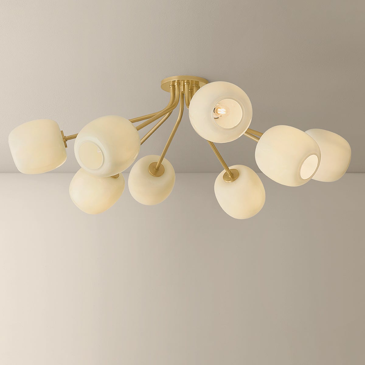 Mitzi Lisette 8-Light Semi-Flush Mount Aged Brass