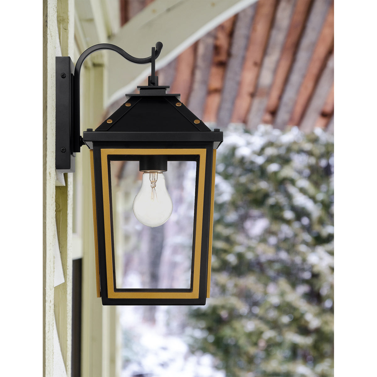 Hawkins 1-Light Matte Black + Textured Gold Outdoor Sconce